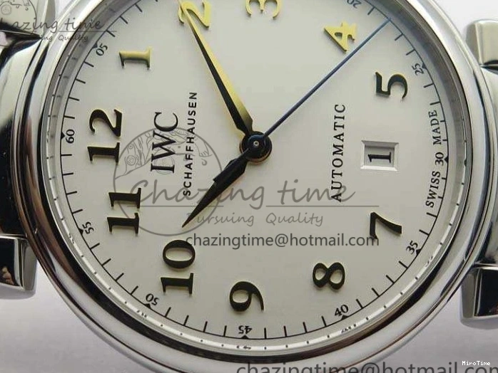 MIROTIME 0415 WaterResistant Da Vinci IW356601 SS MKF 1:1 Best Edition White Dial On Black Leather Strap A 7232